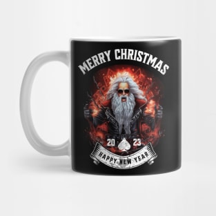 Heavy metal santa, ugly christmas sweater, cool santa, rock santa Mug